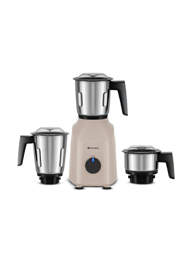 Atomberg Xiana 750 Watt Mixer Grinder | 3 Multipurpose Stainless Steel Jars | Coarse Mode for Silbatta-like Textures | Powerful Intelligent Motor | Easy Fault LED Indication | Seasand Ivory - Image 1